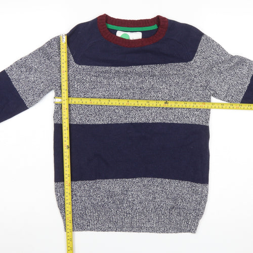 Mini Boden Boys Blue Stripe Wool Blend Jumper 11-12 Years Crew Neck