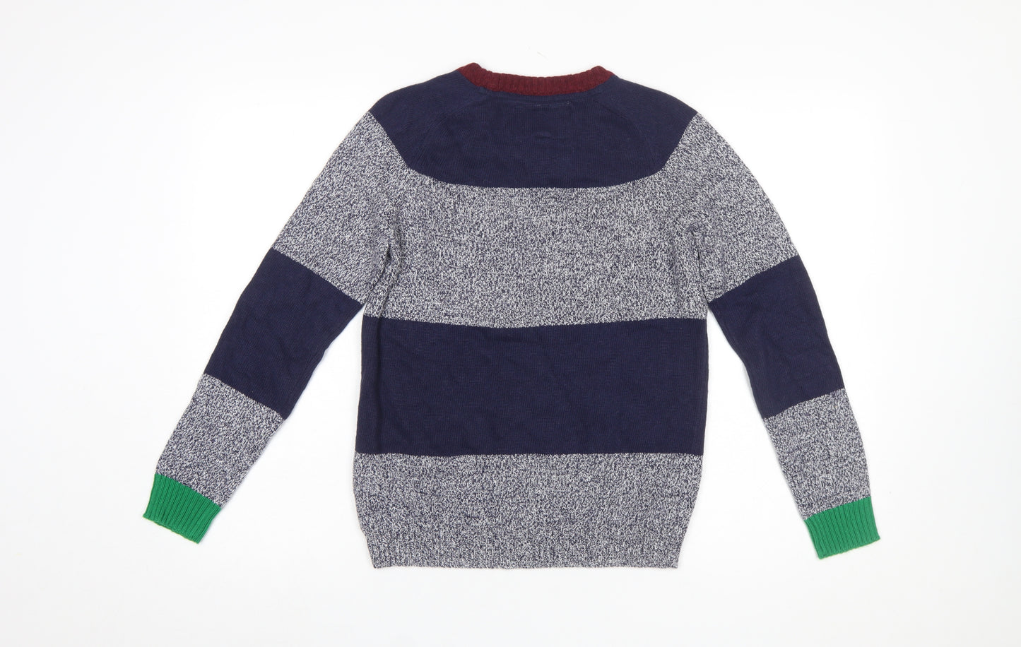 Mini Boden Boys Blue Stripe Wool Blend Jumper 11-12 Years Crew Neck