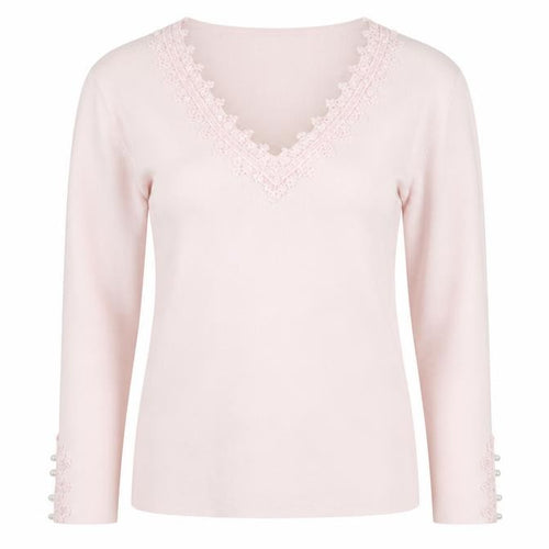 Wallis Women Pink V-Neck Long Sleeve Beaded Jumper Size 12