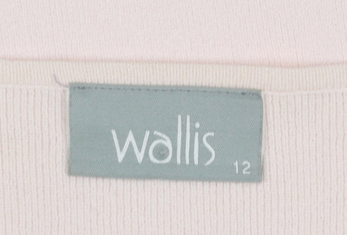 Wallis Women Pink V-Neck Long Sleeve Beaded Jumper Size 12