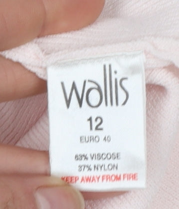 Wallis Women Pink V-Neck Long Sleeve Beaded Jumper Size 12