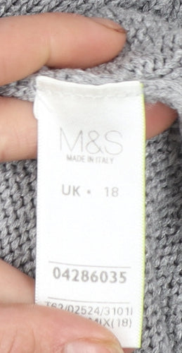 Marks and Spencer Per Una Women’s Grey Asymmetric Knit Jumper Size 18