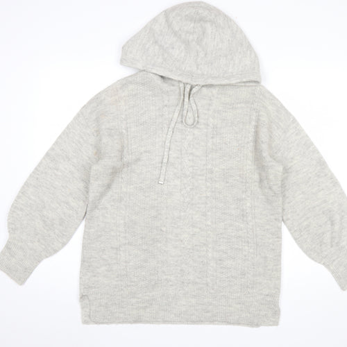 Monsoon Women's Grey Hooded Knit Pullover Jumper Size S