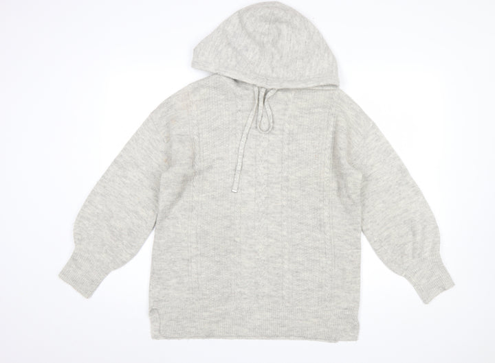 Monsoon Women's Grey Hooded Knit Pullover Jumper Size S