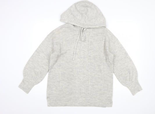 Monsoon Women's Grey Hooded Knit Pullover Jumper Size S
