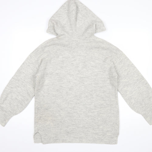 Monsoon Women's Grey Hooded Knit Pullover Jumper Size S