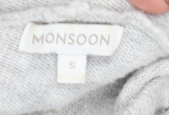 Monsoon Women's Grey Hooded Knit Pullover Jumper Size S
