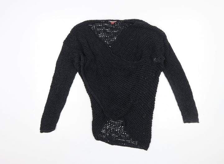 Joe Browns Women’s Black Open-Knit Wrap Jumper Size 8/10
