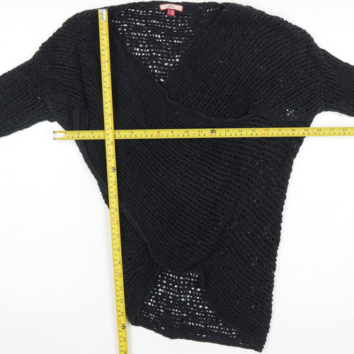 Joe Browns Women’s Black Open-Knit Wrap Jumper Size 8/10