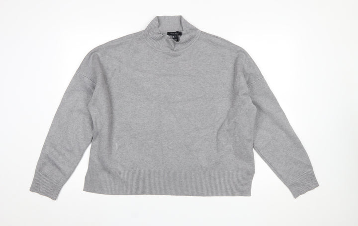 New Look Women Grey Mock Neck Knit Pullover Jumper Size L