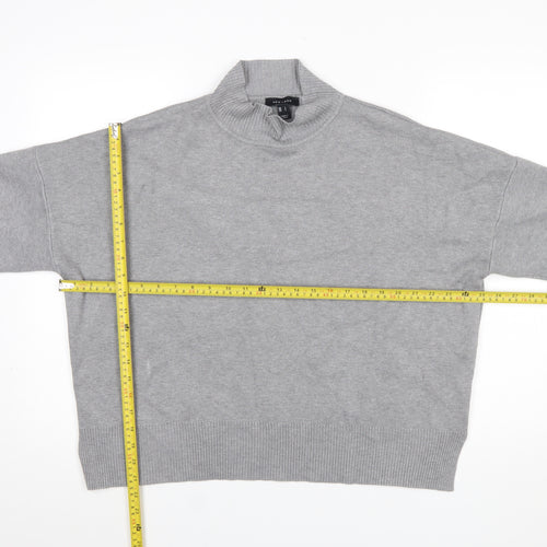 New Look Women Grey Mock Neck Knit Pullover Jumper Size L