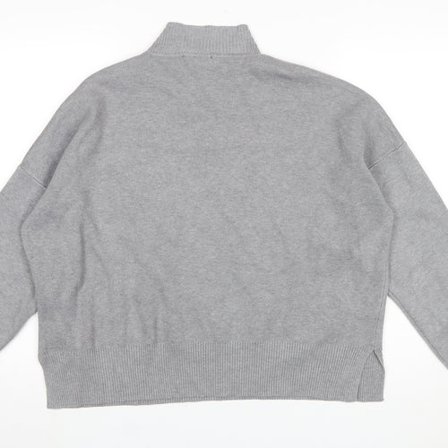 New Look Women Grey Mock Neck Knit Pullover Jumper Size L