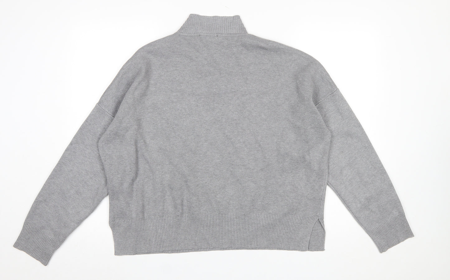 New Look Women Grey Mock Neck Knit Pullover Jumper Size L