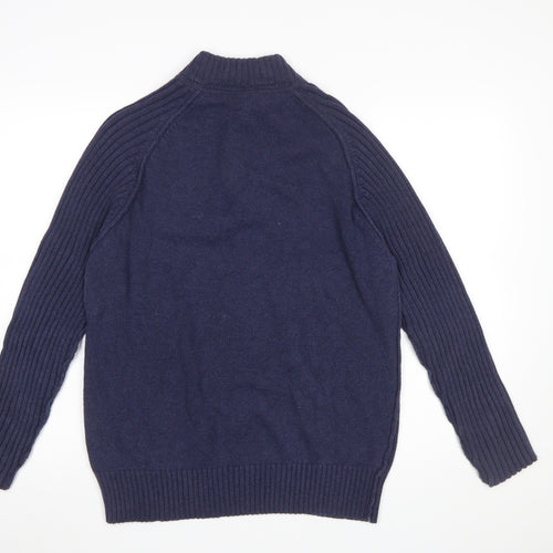 B.U.M. Equipment Men's Blue Cotton 1/4 Zip Knit Jumper Size M