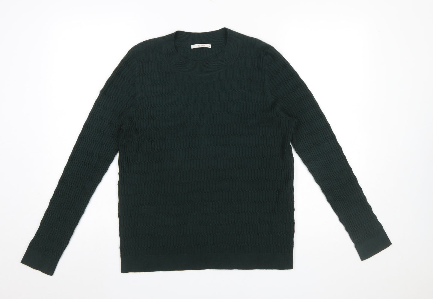 Tu Women Green Crew Neck Knit Jumper Size 14