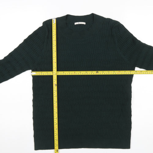 Tu Women Green Crew Neck Knit Jumper Size 14