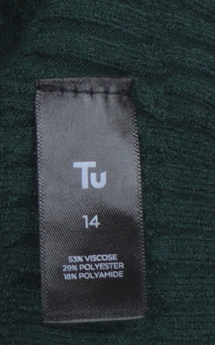 Tu Women Green Crew Neck Knit Jumper Size 14