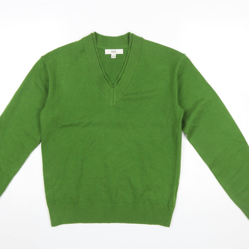 Marks and Spencer Women's Green V-Neck Pullover Jumper XS