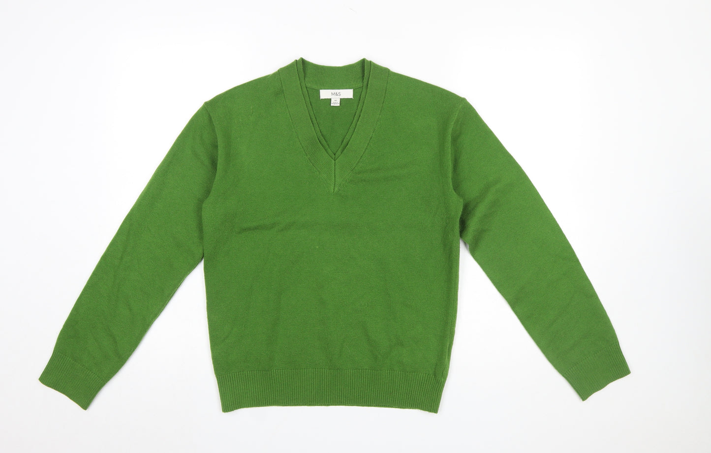 Marks and Spencer Women's Green V-Neck Pullover Jumper XS
