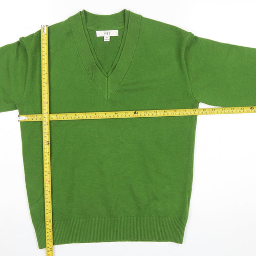 Marks and Spencer Women's Green V-Neck Pullover Jumper XS