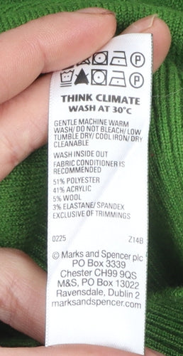 Marks and Spencer Women's Green V-Neck Pullover Jumper XS