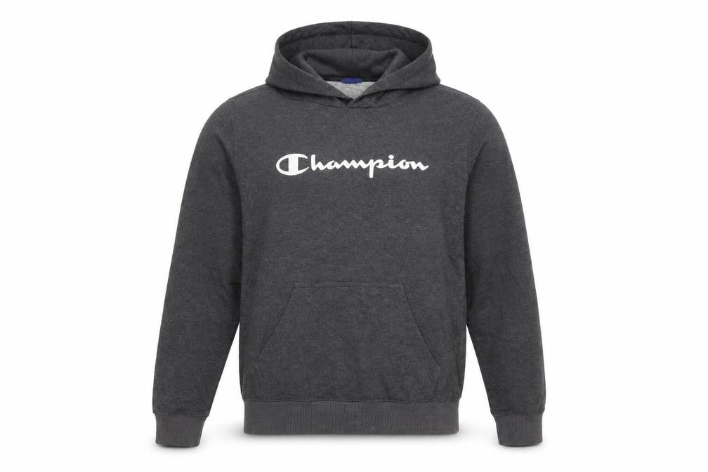 Front view of Champion Men's Grey Pullover Hoodie M Regular Fit Sportswear