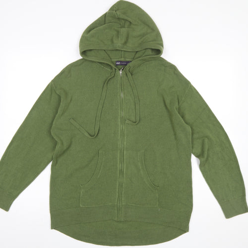 Marks and Spencer Women’s Green Acrylic Full Zip Hooded Jumper M