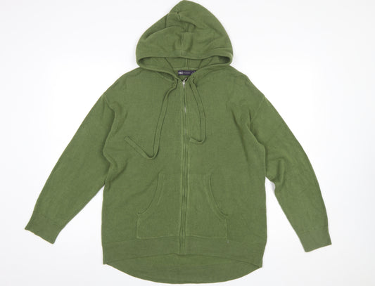 Marks and Spencer Women’s Green Acrylic Full Zip Hooded Jumper M