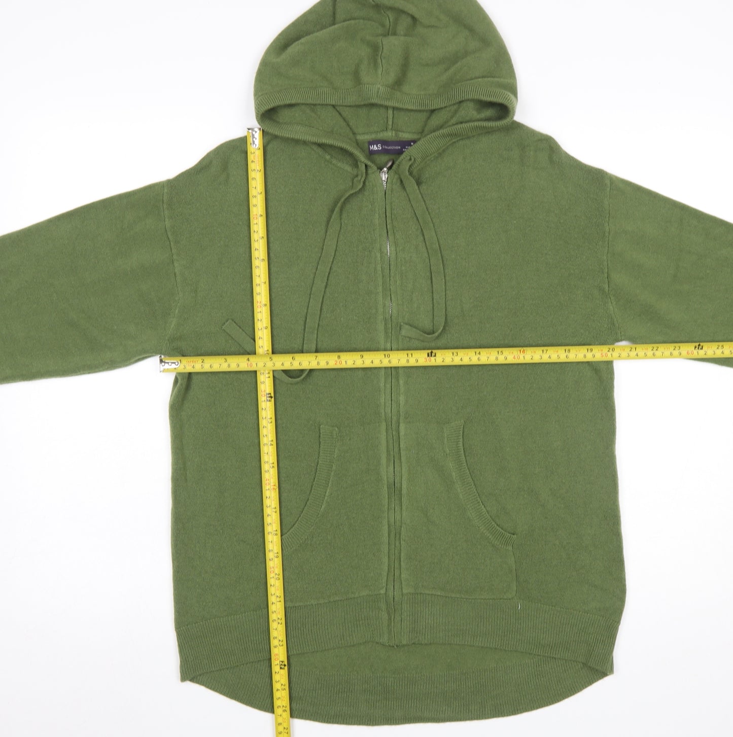 Marks and Spencer Women’s Green Acrylic Full Zip Hooded Jumper M