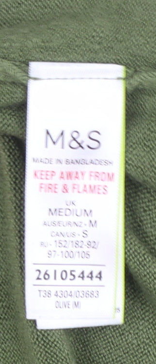 Marks and Spencer Women’s Green Acrylic Full Zip Hooded Jumper M