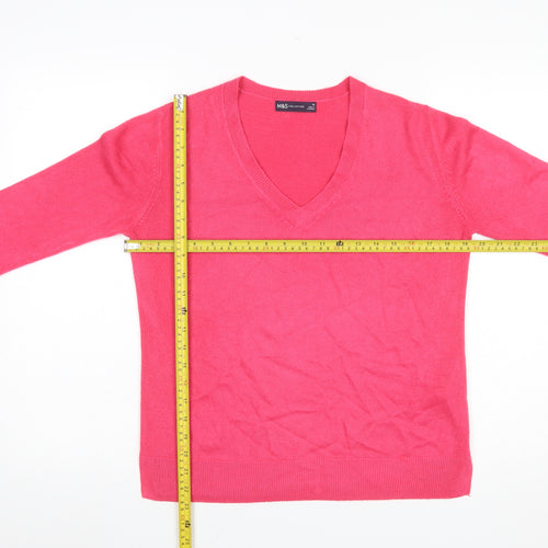 Marks and Spencer Women’s Pink V-Neck Acrylic Jumper Size 10