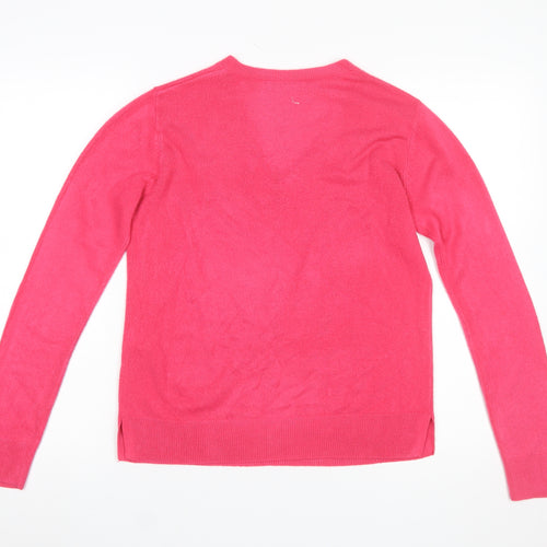 Marks and Spencer Women’s Pink V-Neck Acrylic Jumper Size 10