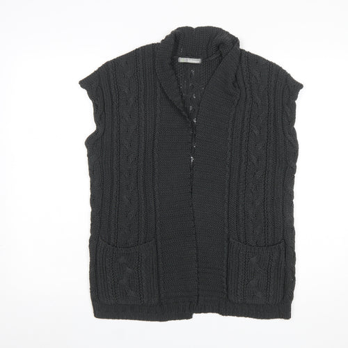 Marks and Spencer Women's Grey Cable Knit Sleeveless Cardigan S