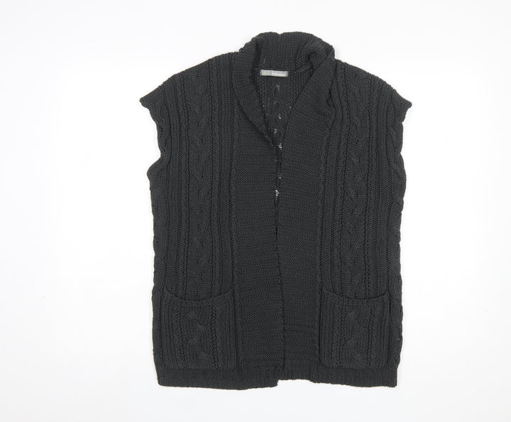 Marks and Spencer Women's Grey Cable Knit Sleeveless Cardigan S