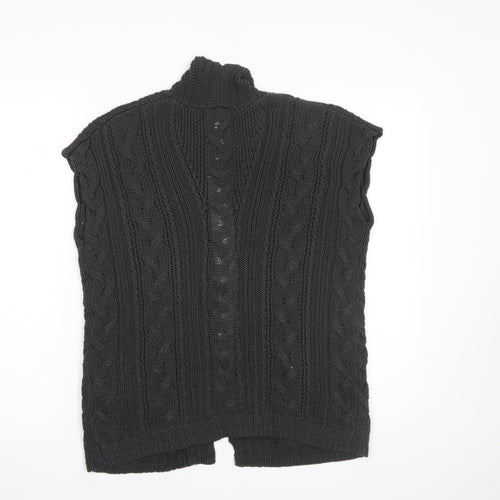 Marks and Spencer Women's Grey Cable Knit Sleeveless Cardigan S