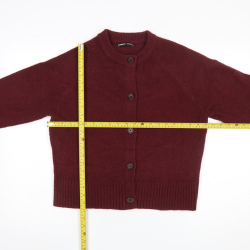 Threadbare Women's Burgundy Cardigan Size 10 Acrylic Blend Knit