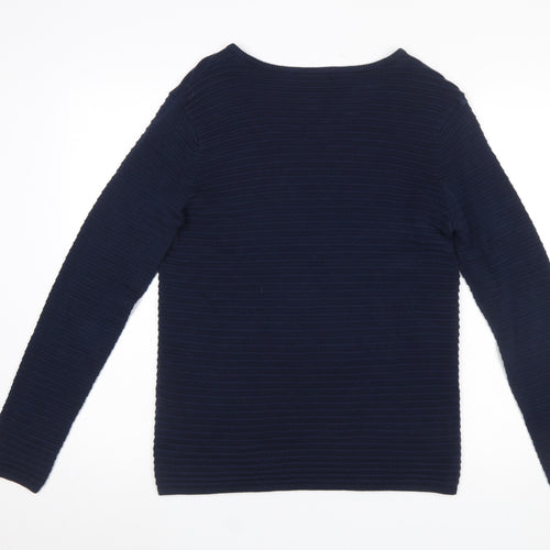 Fransa Women's Blue V-Neck Knit Pullover Jumper Size S