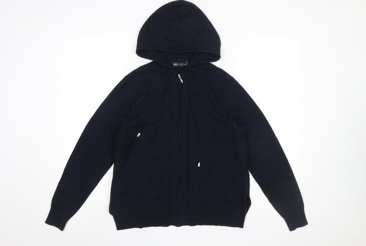 Marks and Spencer Women's Blue Full Zip Hooded Jumper Size M
