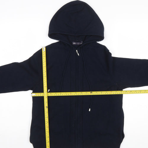 Marks and Spencer Women's Blue Full Zip Hooded Jumper Size M