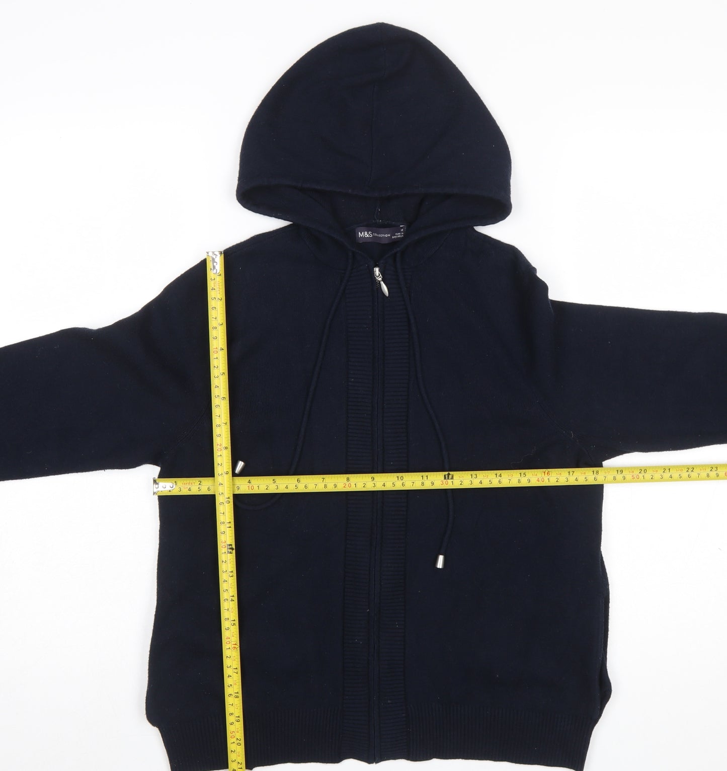 Marks and Spencer Women's Blue Full Zip Hooded Jumper Size M
