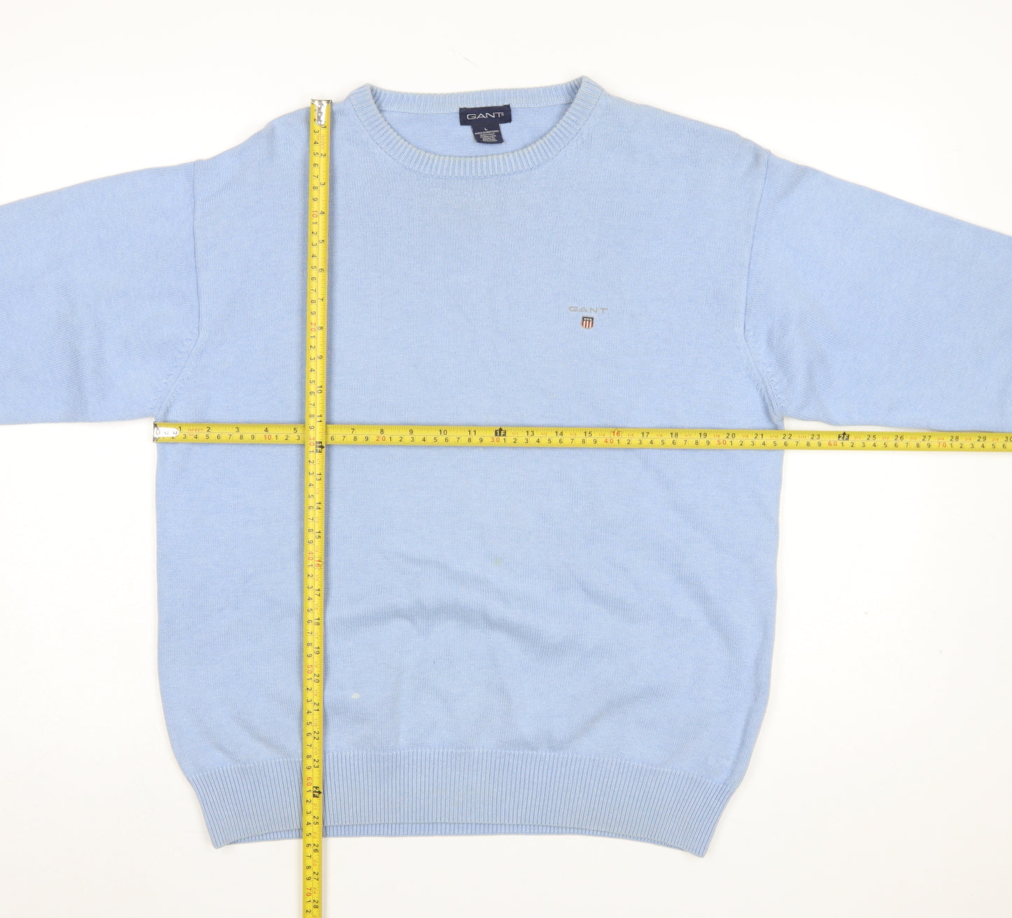 GANT Men’s Blue Cotton Crew Neck Pullover Jumper Size L