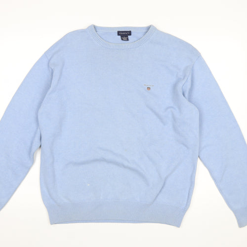 GANT Men’s Blue Cotton Crew Neck Pullover Jumper Size L
