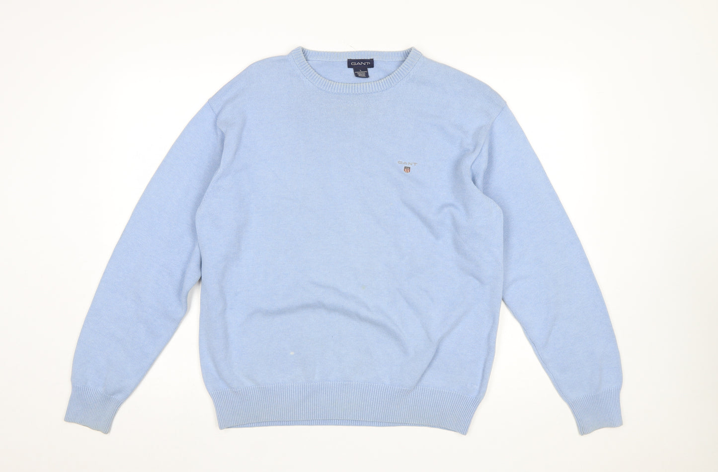 GANT Men’s Blue Cotton Crew Neck Pullover Jumper Size L