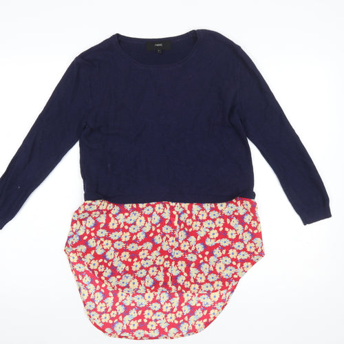Next Women's Blue Floral Trim Pullover Jumper Size 6
