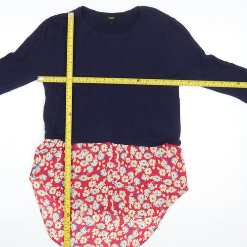 Next Women's Blue Floral Trim Pullover Jumper Size 6
