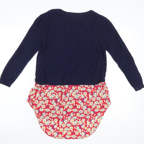 Next Women's Blue Floral Trim Pullover Jumper Size 6
