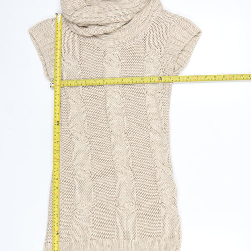 New Look Women's Beige Cable Knit Cowl Neck Jumper Dress Size 8