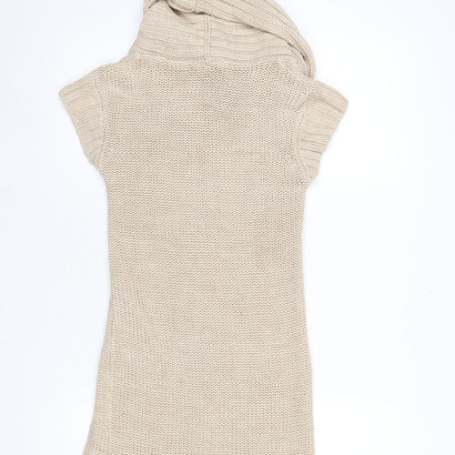 New Look Women's Beige Cable Knit Cowl Neck Jumper Dress Size 8