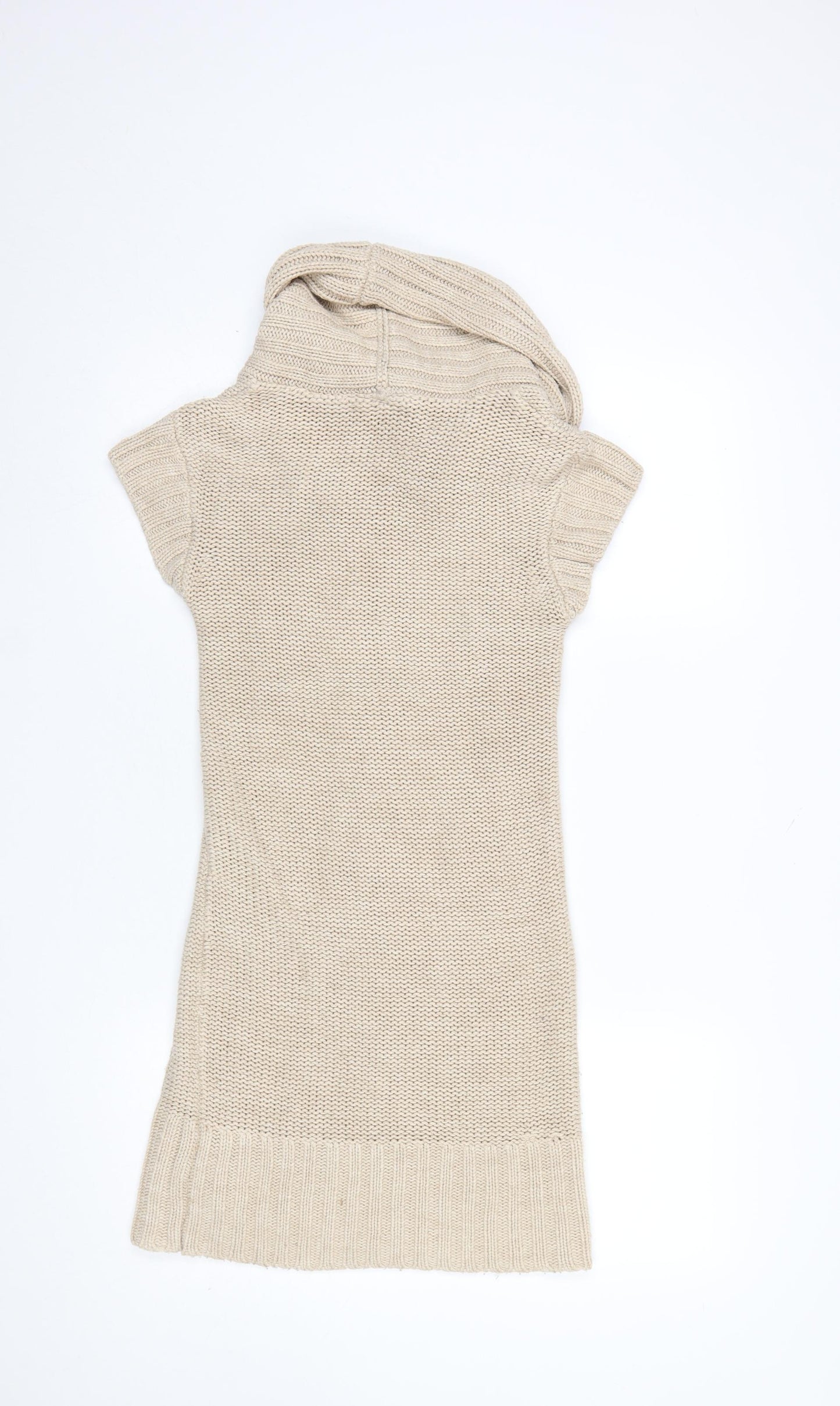 New Look Women's Beige Cable Knit Cowl Neck Jumper Dress Size 8