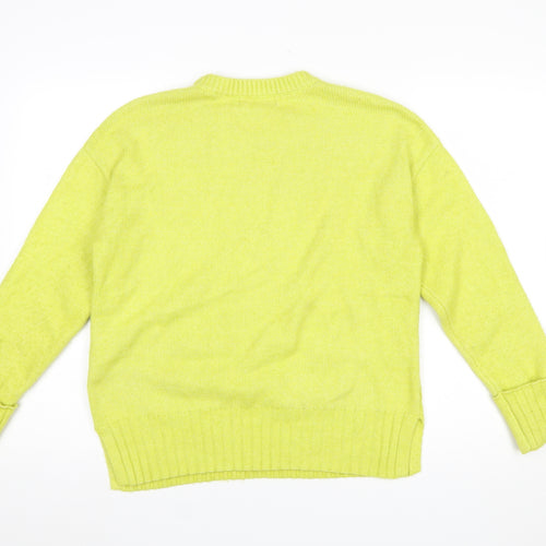 Marks and Spencer Women's Yellow Cable-Knit Crew Neck Jumper M